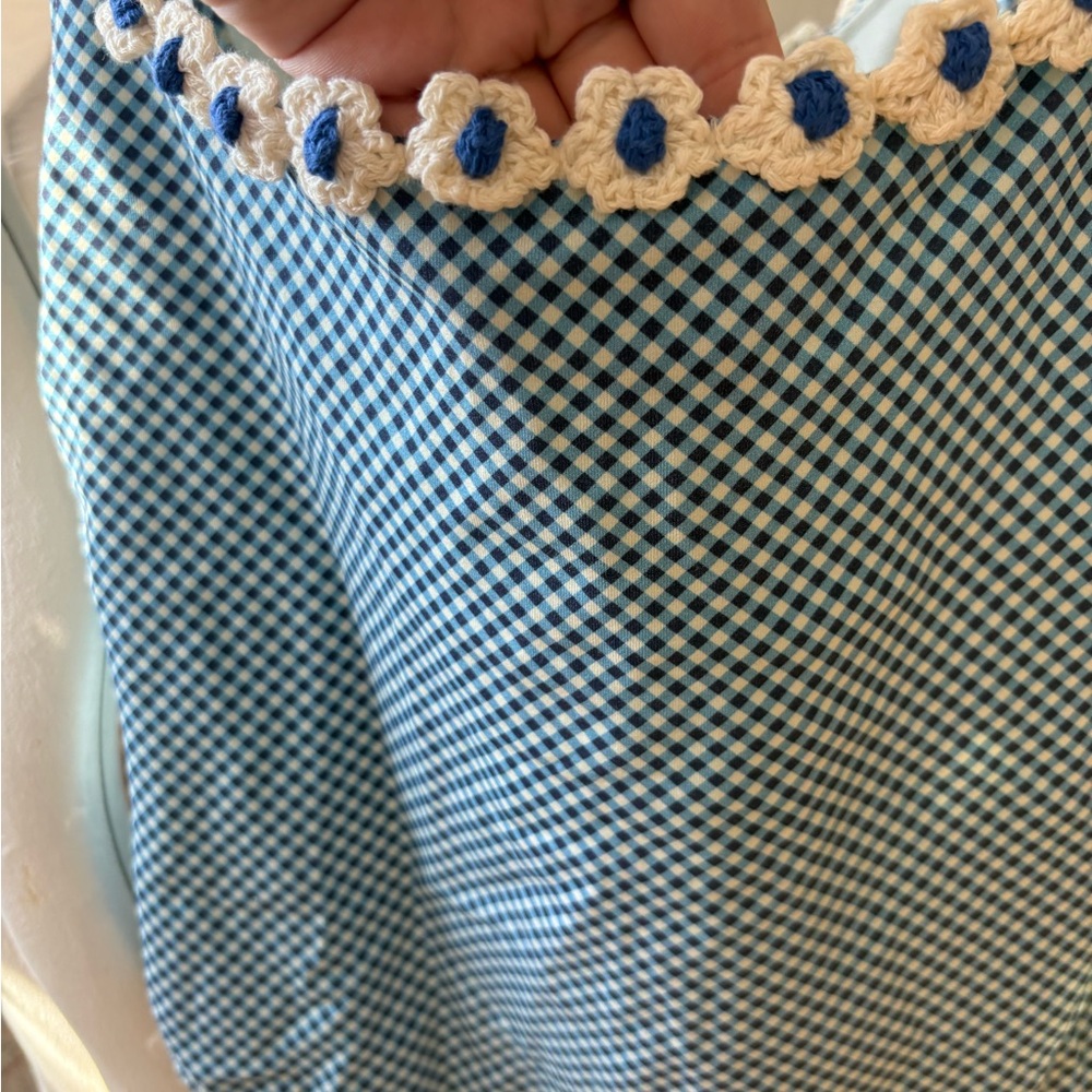 Frankie's Bikinis Blue and White Checkered One Piece